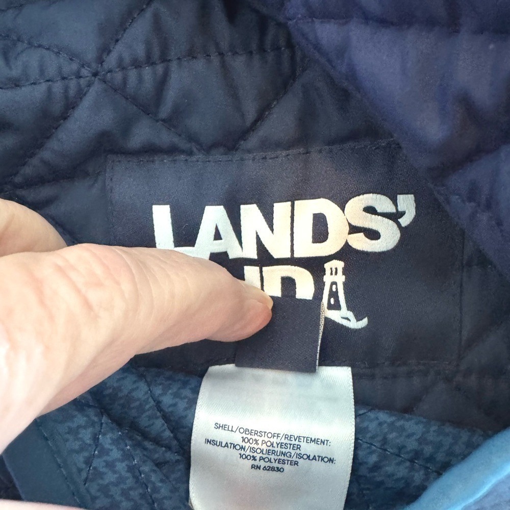 Lands End Womens Navy Blue Quilted Barn Jacket Snap Front L 14-16 Petite - Picture 4 of 7